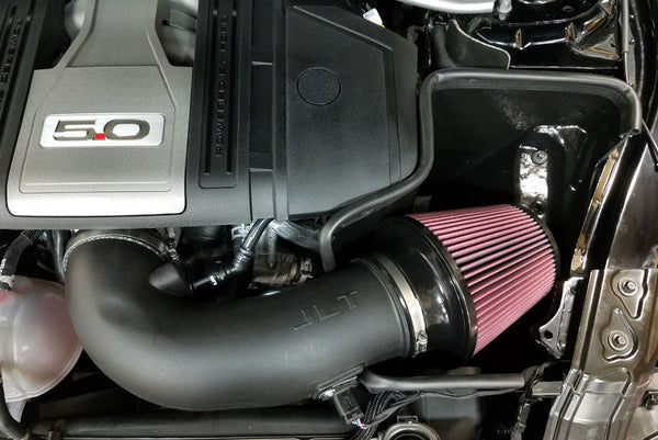 JLT 18-23 Ford Mustang GT Black Textured Cold Air Intake Kit w/Red Filter - Tune Req