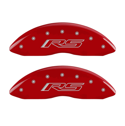 MGP Caliper Covers RS Gen 5 Logo Red Finish Silver Characters (10-14 Camaro) 14033SRS5RD