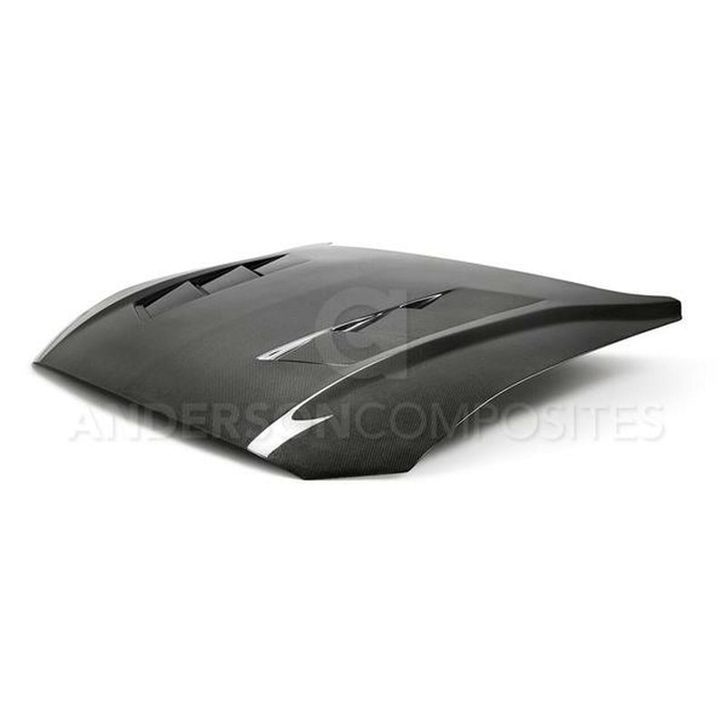 ANDERSON COMPOSITES TYPE-SA DOUBLE SIDED CARBON FIBER HOOD (2018-2021 MUSTANG GT/ECO)