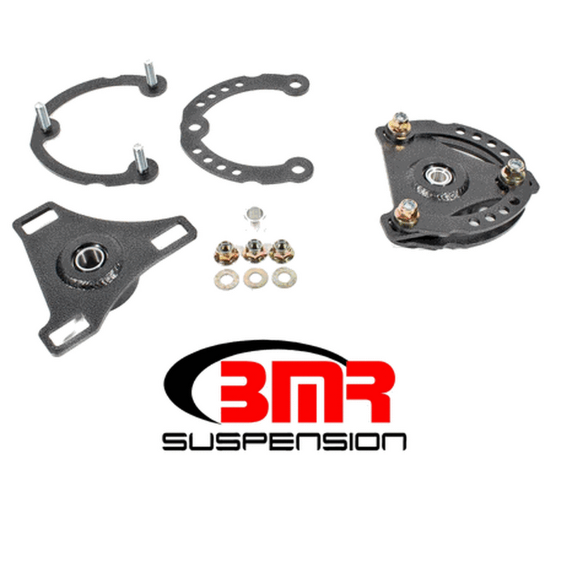 BMR CASTER CAMBER PLATES ADJUSTABLE BLACK (2015-2021 MUSTANG)