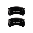 MGP CALIPER COVERS MOPAR LOGO BLACK FINISH SILVER CHARACTER (05-10 CHARGER/09-10 CHALLENGER) 12005SMOPBK