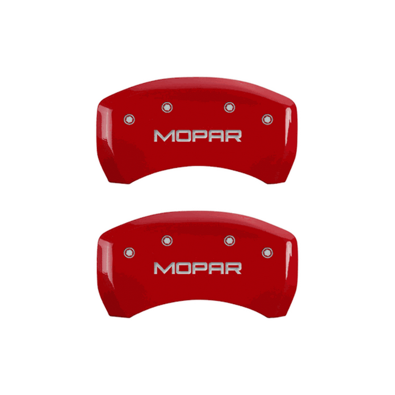 MGP CALIPER COVERS MOPAR LOGO RED FINISH SILVER CHARACTER (05-10 CHARGER/09-10 CHALLENGER) 12005SMOPRD