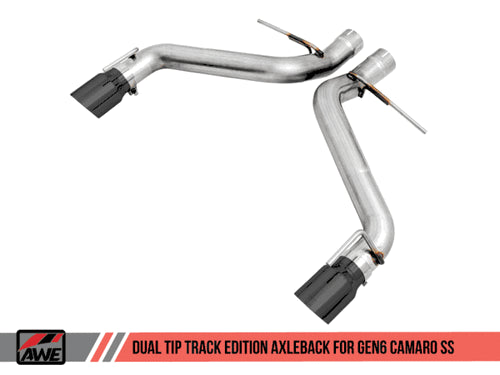 AWE AXLE-BACK EXHAUST TRACK EDITION DUAL OUTLET BLACK TIPS (16-18 CAMARO SS) 3020-33053