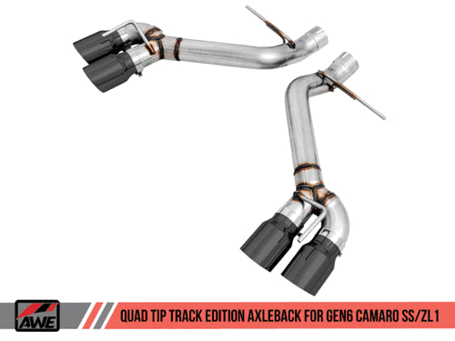 AWE AXLE-BACK EXHAUST TRACK EDITION QUAD OUTLET CHROME TIPS (16-18 CAMARO SS/ZL1) 3020-42067