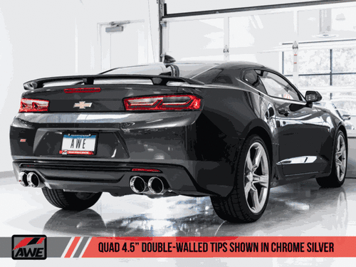 AWE AXLE-BACK EXHAUST TRACK EDITION QUAD OUTLET CHROME TIPS (16-18 CAMARO SS/ZL1) 3020-42067