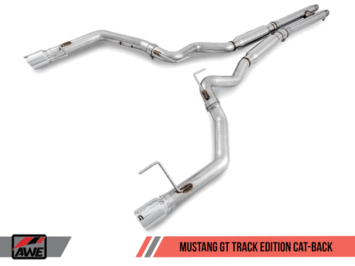 AWE CATBACK EXHAUST TRACK DIAMOND BLACK TIPS (S550 MUSTANG GT) 3020-33030