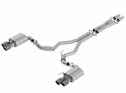 BORLA S-TYPE CATBACK ACTIVE EXHAUST BLACK CARBON FIBER TIPS (2018+ MUSTANG GT) 140742CFBA