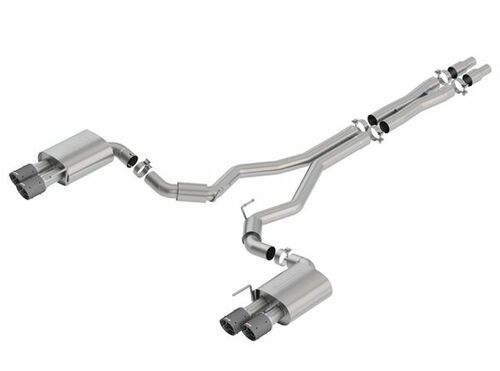 BORLA S-TYPE CATBACK W/O ACTIVE VALVES CARBON FIBER TIPS (2018+ MUSTANG GT) 140745CF