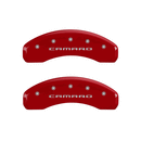 MGP Caliper Covers Camaro Logo Red Finish Silver Characters (10-15 Camaro SS) 14036SCA5RD