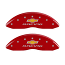 MGP Caliper Covers Chevy Racing Logo Red Finish Silver & Yellow Characters (10-15 Camaro) 14033SBRCRD