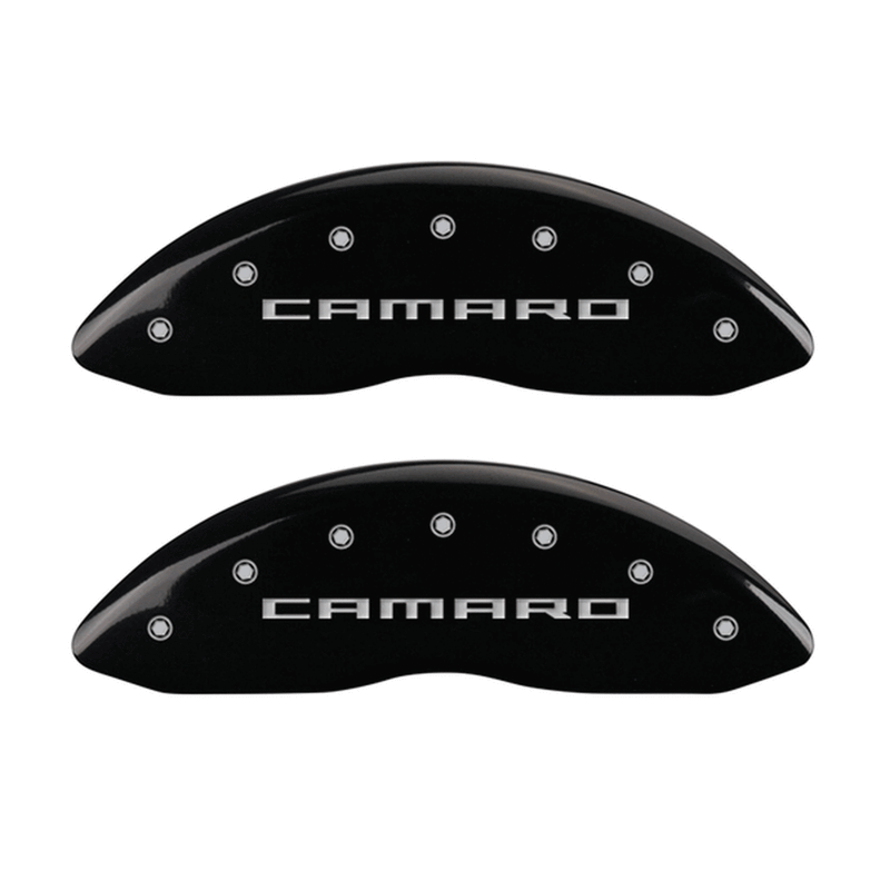 MGP Caliper Covers Gen 5 Camaro Logo Black Finish Silver Characters (10-15 Camaro) 14033SCA5BK