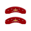 MGP Caliper Covers Chevy Racing Logo Red Finish Silver & Yellow Characters (10-15 Camaro) 14033SBRCRD