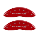 MGP CALIPER COVERS DODGE II LOGO RED FINISH SILVER CHARACTER (05-10 CHARGER/09-10 CHALLENGER) 12005SDD3RD
