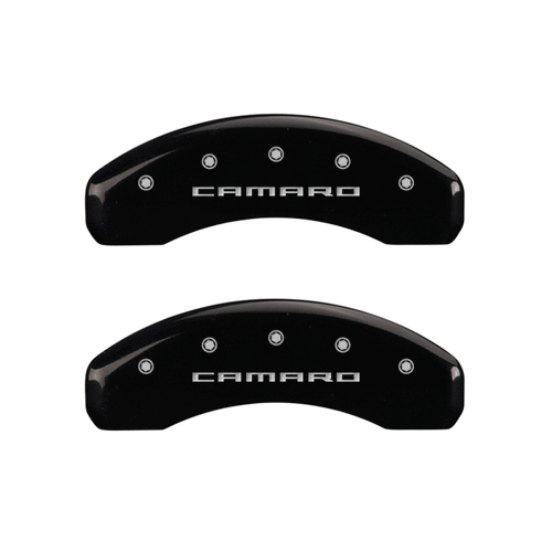 MGP Caliper Covers Gen 5 Camaro Logo Black Finish Silver Characters (10-15 Camaro) 14033SCA5BK