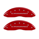 MGP Caliper Covers Gen 5 Camaro & RS Logo Red Finish Silver Characters (10-15 Camaro) 14033SCR5RD