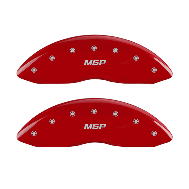 MGP CALIPER COVERS MGP LOGO RED FINISH SILVER CHARACTERS (05-10 CHARGER/MAGNUM) 12005SMGPRD