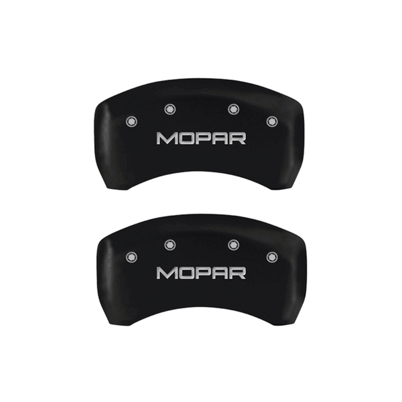 MGP CALIPER COVERS MOPAR LOGO MATTE BLACK FINISH SILVER CHARACTER (05-10 CHARGER/09-10 CHALLENGER) 12005SMOPMB