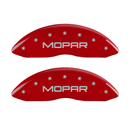 MGP CALIPER COVERS MOPAR LOGO RED FINISH SILVER CHARACTER (05-10 CHARGER/09-10 CHALLENGER) 12005SMOPRD